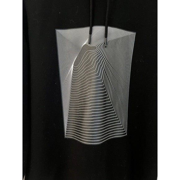 H&M Mens Medium Black Graphic Sweatshirt Hoodie M Minimalist Modern EUC - Picture 2 of 5